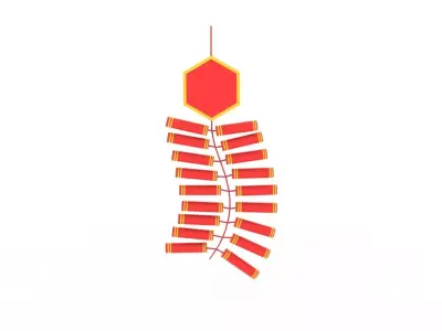 New Year Firecracker v001 Low-poly 3D model