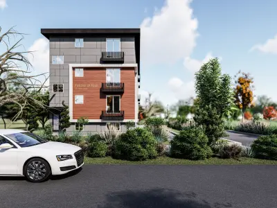 Appartment building exterior design modeling and rendering 3D model