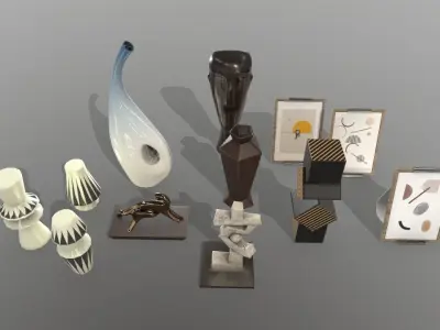 Interior Decoration Object Vase Sculpture Photo Set Low-poly 3D model