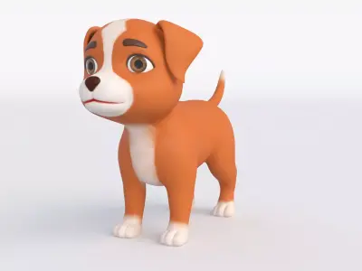 Cartoon Dog Low-poly 3D model