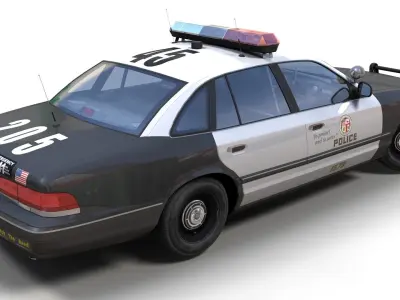 American 90s police car Low-poly 3D model