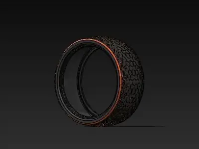 Tyre 3D model motorcycle tire with orange stripes 3D print model