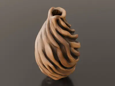 Wooden Spiral Vase  High Quality 3D Model Low-poly 3D model