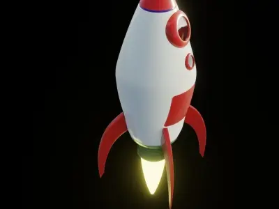 Cartoon Rocket 3D model Low-poly 3D model