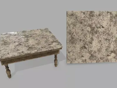 Table with marble top Low-poly 3D model