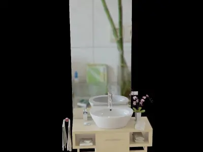 washbasin set bathroom with sink and mirror 3D model