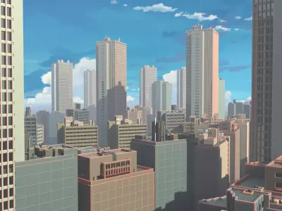 3D procedural anime cartoon city  3D model