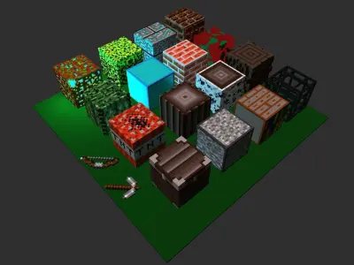 Cube voxel Free low-poly 3D model
