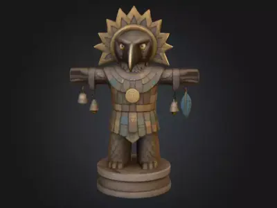 Bird Warrior Statue Low-poly 3D model