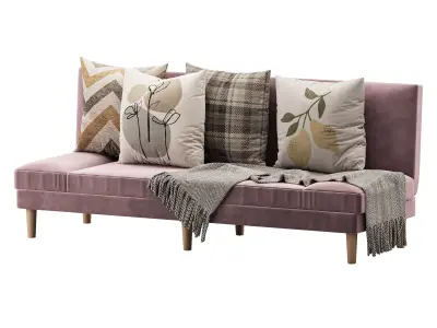 Armless Foldable Convertible Sofa 3D model