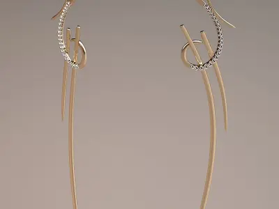gold earrings model with diamond 3D print model