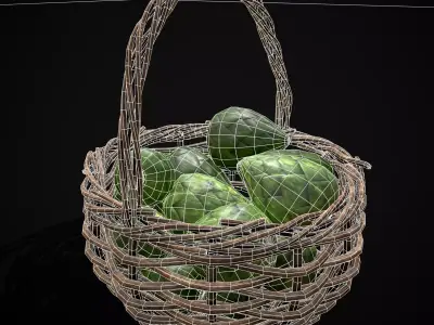 Basket of Artichokes Low-poly 3D model