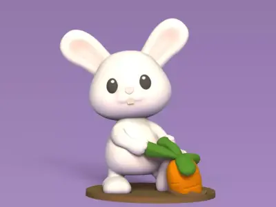 Bunny pulling a carrot 3D print model