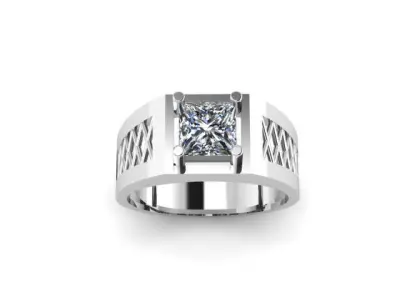 Men Princess Diamond Ring  3D print model