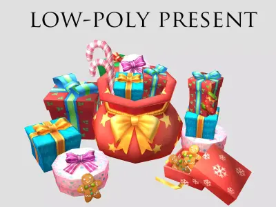 gift present Christmas holiday decoration package celebration  Low-poly 3D model