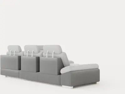 Corner Sofa Bed CALAMO 1 Grey Right Low-poly 3D model