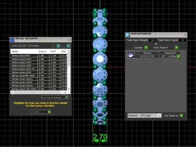 U Shaped Eternity Ring 2 point 7 mm stone size swiss 12 and EU52 3D print model