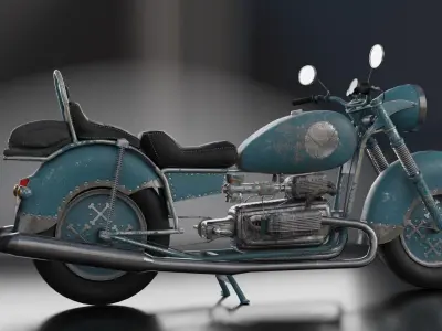 Old Custom motorcycle code 247  Low-poly 3D model