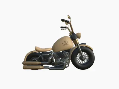Motorcycle Cartoon A18 Desert - Custom Vehicle Design Low-poly 3D model