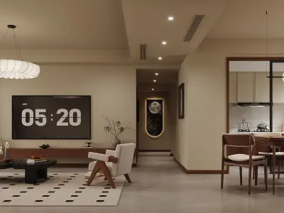 modern living room dining room interior scenes  13 3D model