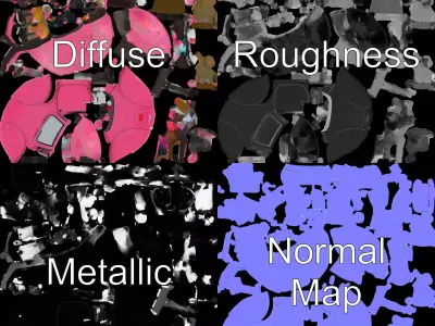 Pink Vintage Convertible model pack Low-poly 3D model