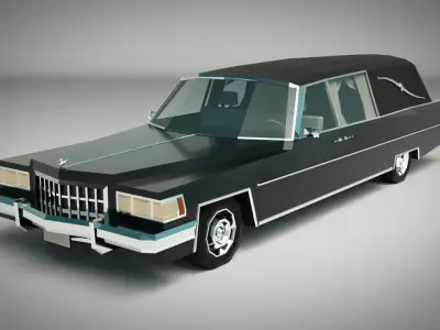 Low Poly Hearse Car Low-poly 3D model