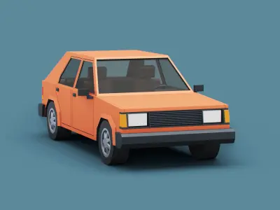Stylized Cartoon Hatchback Car  Low-poly 3D model