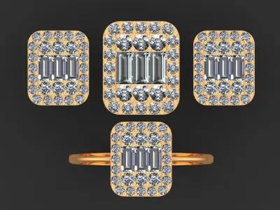 Diamond Solitaire Baguette Ring 3D print model