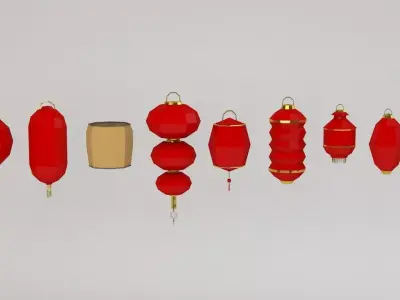 Traditional Chinese Lanterns Low-poly 3D model