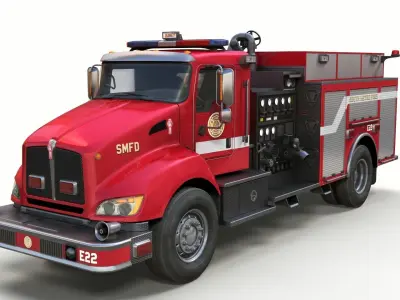 Kenworth T370 Firetruck Low-poly 3D model