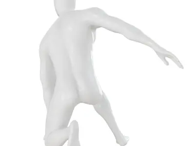Abstract white mannequin sitting in a superhero pose 133 3D model