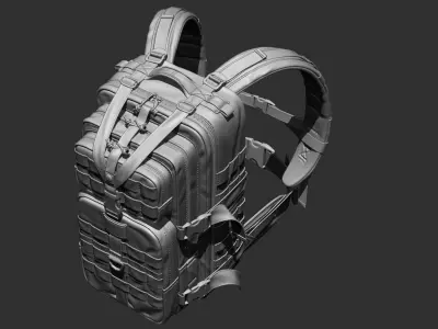 Military backpack bag X3 Low-poly 3D model