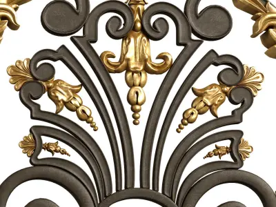 Classic Forged wrought Fence iron railing 3D model