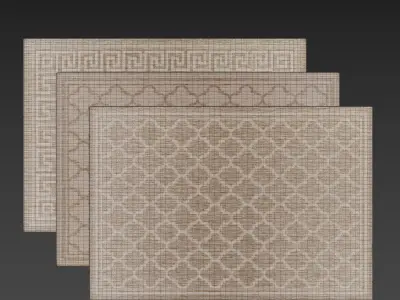 Carpet set 29 - Bundle - 3  Geometrical Jute Rugs 3D model