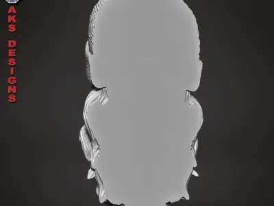 Bearded skull with cap 1 bas Relief 3D print model