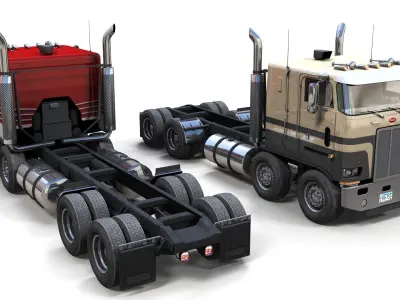 Peterbilt 362 tandem truck Low-poly 3D model