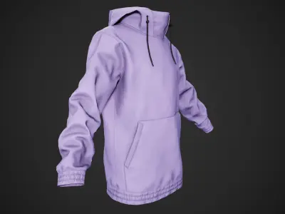 Light Violet Snowboard Hoodie Style 2 Low-poly 3D model