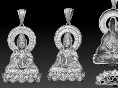Buddha Guan Yin Pendant - Buddha Pendant 3D print model