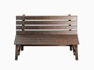 Wooden Outdoor Bench A 01 Low-poly 3D model