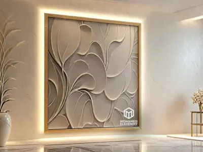 modern panel wall decor set wall relief mural CNC 135 3D model