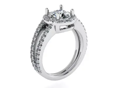 Round Halo Split Shank Ring 4046 3D print model