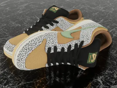 NIKE SB DUNK LOW SAFARI 3D SHOES Low-poly 3D model