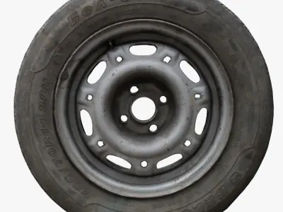 Old car wheels 3D model Low-poly 3D model