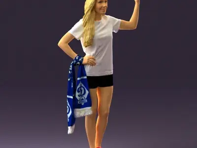 Blonde in fitness shirts white shirt bitseps 0954 3D model