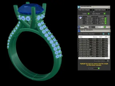 Solitaire Diamond Band Engagement Ring 7mm30 3D print model