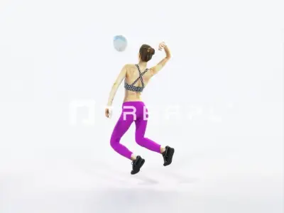 Beauty 17I Jumping Smashing Jumping Sports Woman Low-poly 3D model