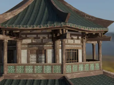Chinese Temple Low Poly Low-poly 3D model