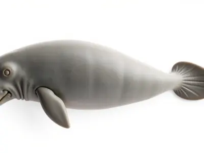 Dugong 3D Model with Marine Creature Features Low-poly 3D model