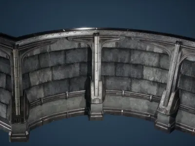 Stone Wall Game Ready Low-poly 3D model