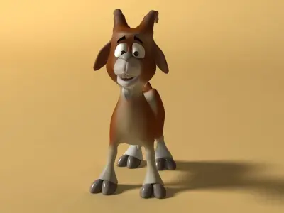 Cartoon Goat Rigged and Animated Low-poly 3D model